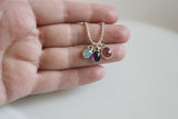 Gemstone Trio Necklace - Amethyst, Aquamarine, Strawberry Quartz