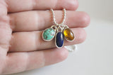 Gemstone Trio Necklace- Turquoise, Lapis Lazuli, and Amber