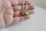 Gemstone Trio Necklace- Carnelian, Prehnite, and Agate