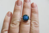 Blue Dichroic Glass Ring- Size 7.5