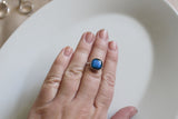 Blue Dichroic Glass Ring- Size 7.5