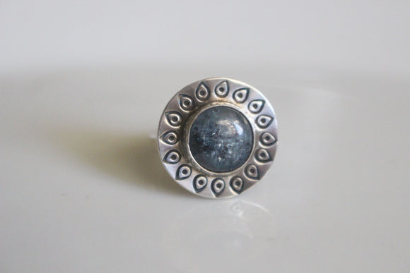 Handstamped Kyanite Ring- Size 6