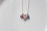 Gemstone Trio Necklace- Purple Chalcedony, Peach Moonstone, and Pink Sapphire