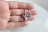 Gemstone Trio Necklace- Purple Chalcedony, Peach Moonstone, and Pink Sapphire