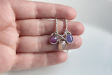 Gemstone Trio Necklace- Purple Chalcedony, Peach Moonstone, and Pink Sapphire