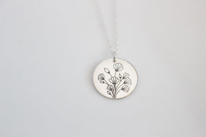 Flower Bouquet Charm Necklace/ Gold or Silver