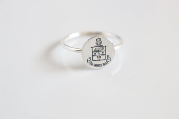 Alpha Chi Omega Crest Ring -Sterling Silver Ring