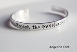 Smash the Patriarchy Bracelet/ Aluminum Cuff Bracelet/ Female Empowerment/ Stamp Jewelry/ Girl Power/ The Future Is Female/ Resist Bracelet