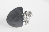 Silver Sheen Obsidian Flower Ring, Finished to Order in your Size