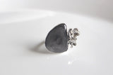 Silver Sheen Obsidian Flower Ring, Finished to Order in your Size