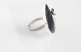 Silver Sheen Obsidian Flower Ring, Finished to Order in your Size