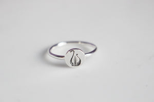 Alpha Chi Omega Lyre Ring- Sterling Silver